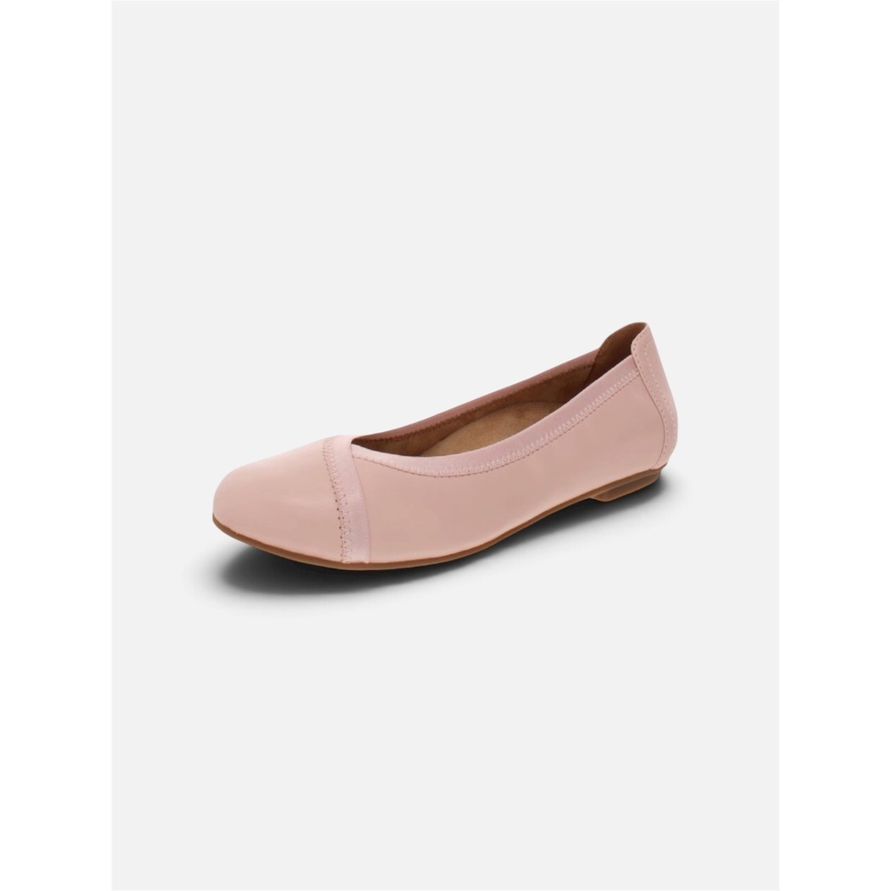 Vionic Caroll Ballet Flat Size 7 Wide Light Pink Leather Orthopedic Slip On Shoe